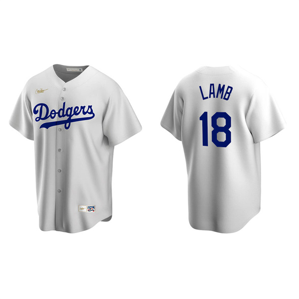 Men's Los Angeles Dodgers Jake Lamb White Cooperstown Collection Home Jersey