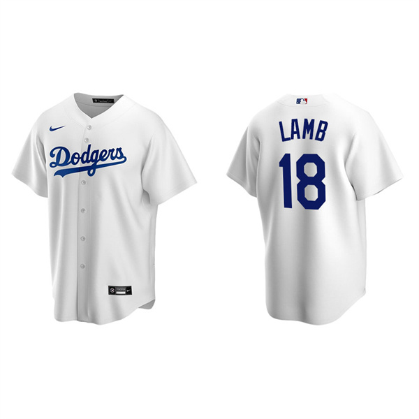 Men's Los Angeles Dodgers Jake Lamb White Replica Home Jersey