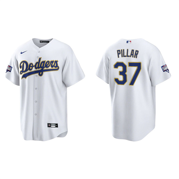 Men's Los Angeles Dodgers Kevin Pillar White Gold 2021 City Connect Replica Jersey