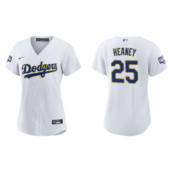 Women's Andrew Heaney Los Angeles Dodgers White Gold 2021 City Connect Replica Jersey