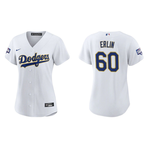 Women's Robbie Erlin Los Angeles Dodgers White Gold 2021 City Connect Replica Jersey