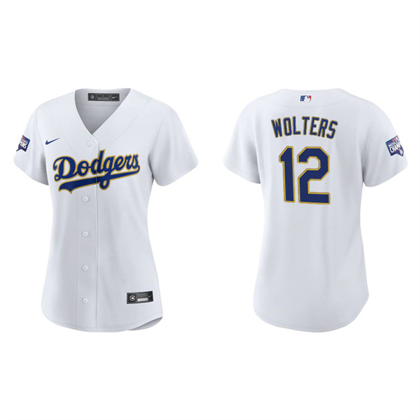 Women's Tony Wolters Los Angeles Dodgers White Gold 2021 City Connect Replica Jersey