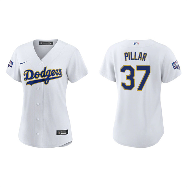Women's Los Angeles Dodgers Kevin Pillar White Gold 2021 City Connect Replica Jersey
