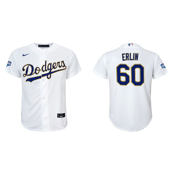 Youth Robbie Erlin Los Angeles Dodgers White Gold 2021 City Connect Replica Jersey