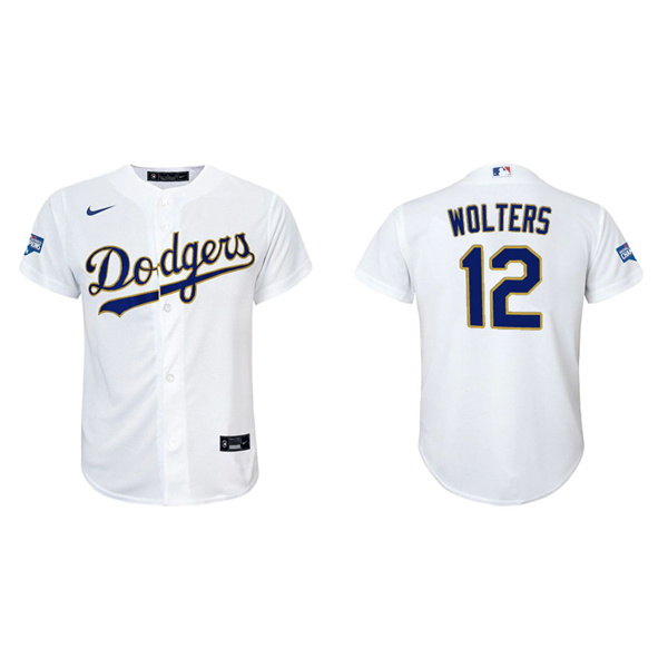 Youth Tony Wolters Los Angeles Dodgers White Gold 2021 City Connect Replica Jersey