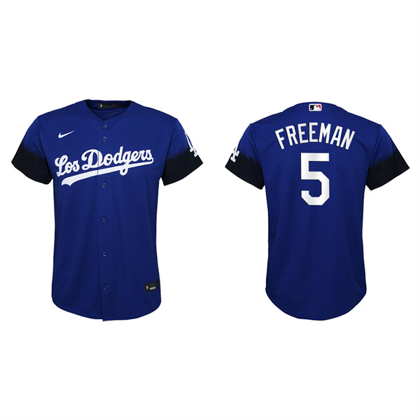 Youth Los Angeles Dodgers Freddie Freeman Royal 2021 City Connect Replica Jersey
