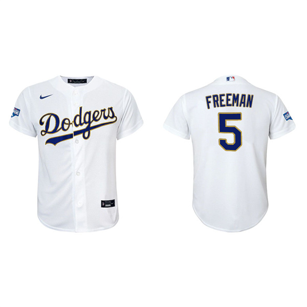 Youth Los Angeles Dodgers Freddie Freeman White Gold 2021 City Connect Replica Jersey