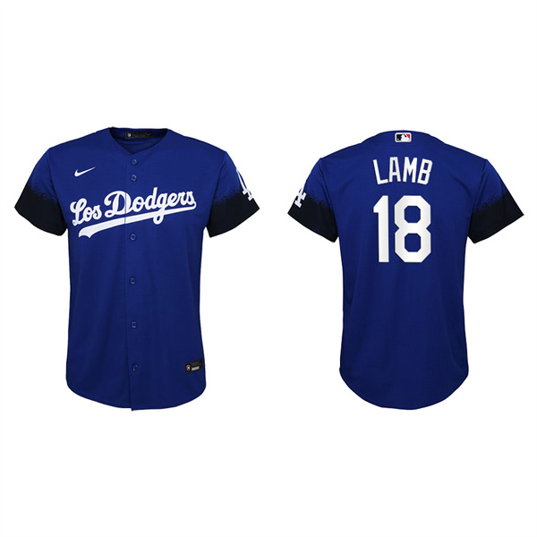 Youth Los Angeles Dodgers Jake Lamb Royal 2021 City Connect Replica Jersey