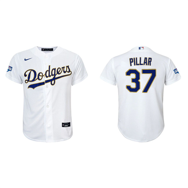 Youth Los Angeles Dodgers Kevin Pillar White Gold 2021 City Connect Replica Jersey