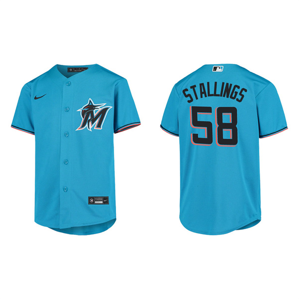 Youth Jacob Stallings Miami Marlins Blue Replica Jersey