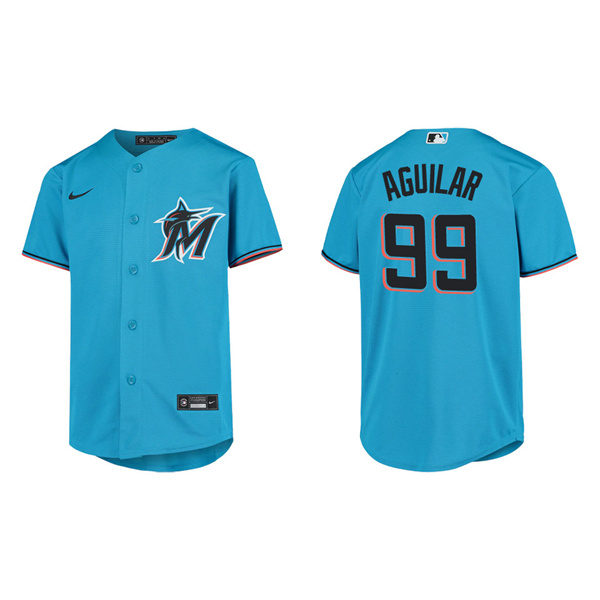 Youth Jesus Aguilar Miami Marlins Blue Replica Jersey