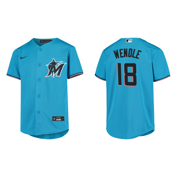 Youth Joey Wendle Miami Marlins Blue Replica Jersey