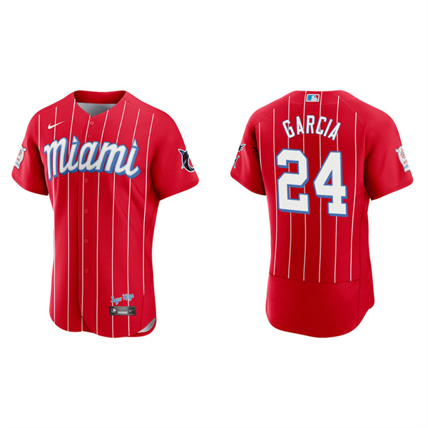 Men's Avisail Garcia Miami Marlins Red 2021 City Connect Authentic Jersey