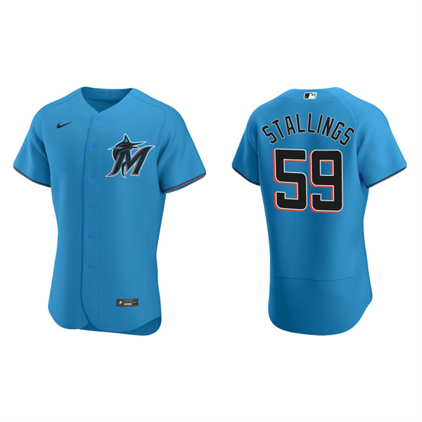 Men's Jacob Stallings Miami Marlins Blue Authentic Alternate Jersey