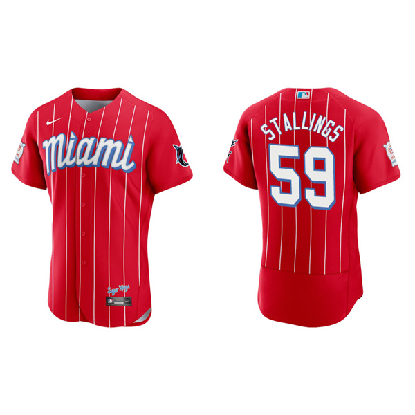 Men's Jacob Stallings Miami Marlins Red 2021 City Connect Authentic Jersey
