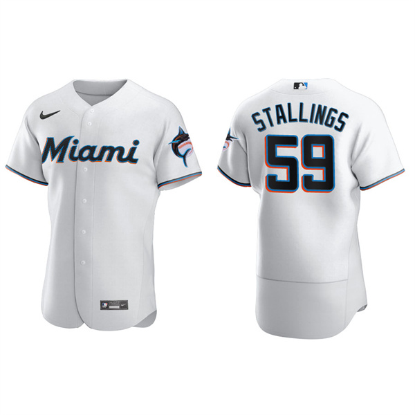Men's Jacob Stallings Miami Marlins White Authentic Home Jersey