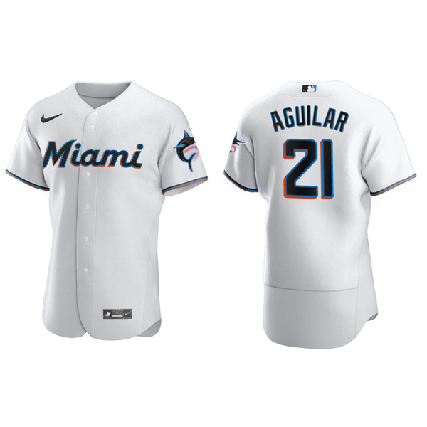 Men's Jesus Aguilar Miami Marlins White Authentic Home Jersey