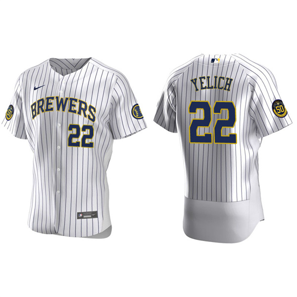 Men's Milwaukee Brewers Christian Yelich White Authentic Home Jersey
