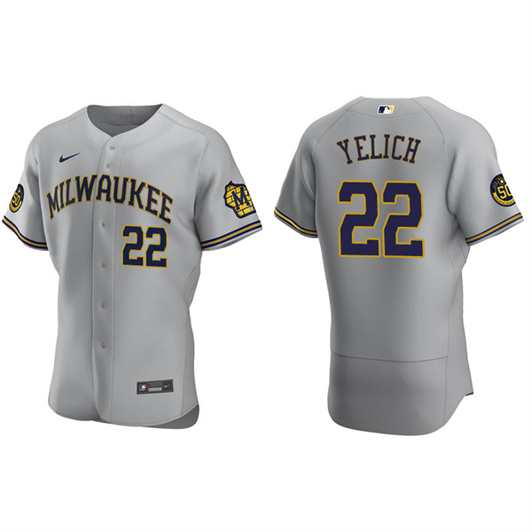 Men's Milwaukee Brewers Christian Yelich Gray Authentic Road Jersey