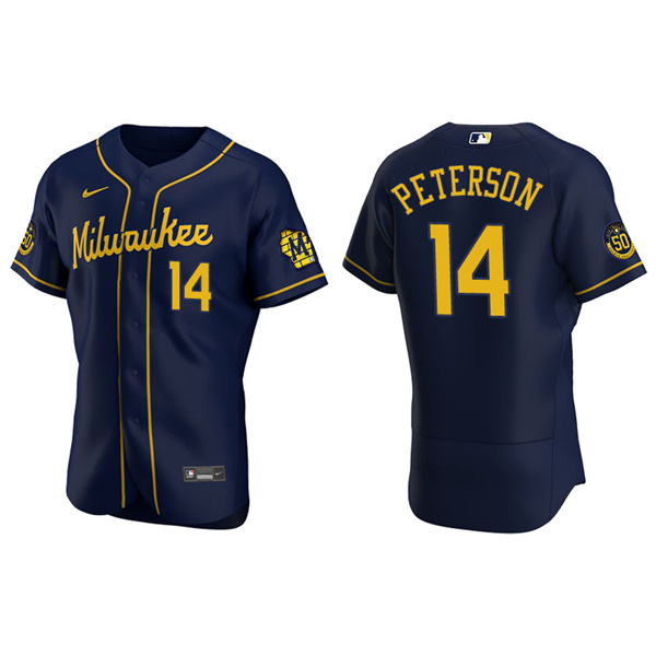 Men's Milwaukee Brewers Jace Peterson Navy Authentic Alternate Jersey