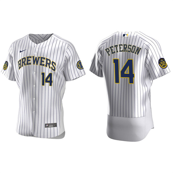 Men's Milwaukee Brewers Jace Peterson White Authentic Home Jersey