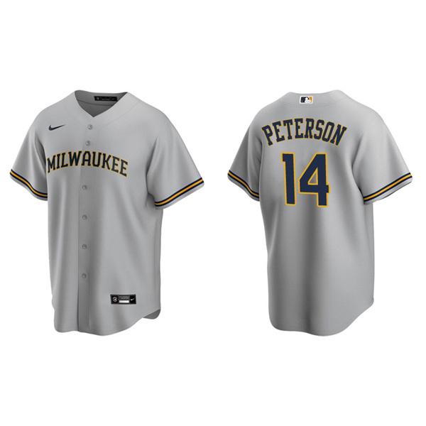 Men's Milwaukee Brewers Jace Peterson Gray Replica Road Jersey