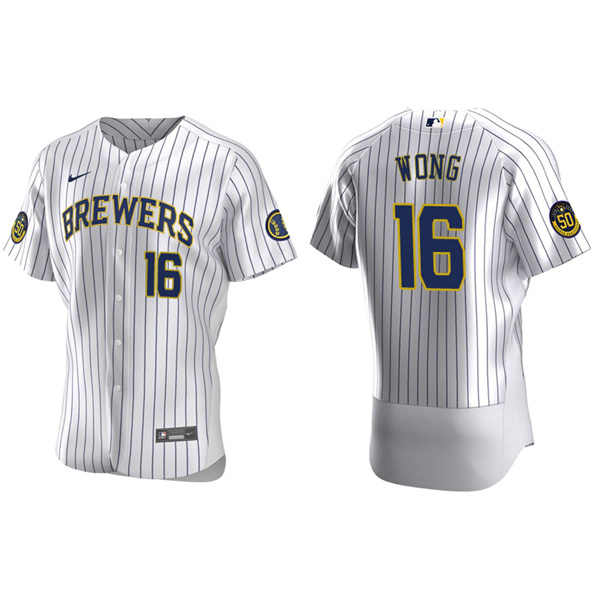 Men's Milwaukee Brewers Kolten Wong White Authentic Home Jersey