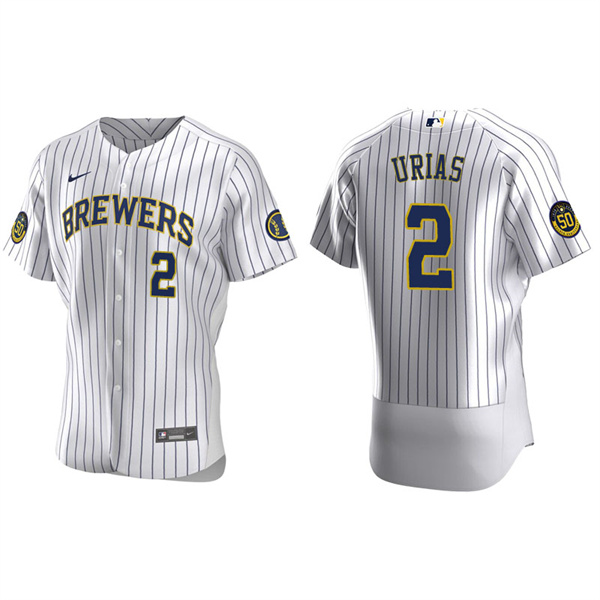 Men's Milwaukee Brewers Luis Urias White Authentic Home Jersey
