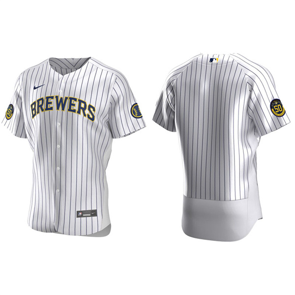 Men's Milwaukee Brewers White Authentic Home Jersey