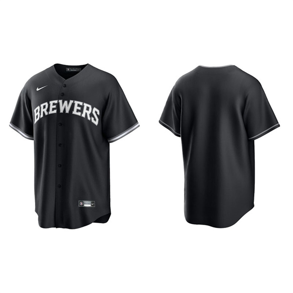 Men's Milwaukee Brewers Black White Replica Official Jersey