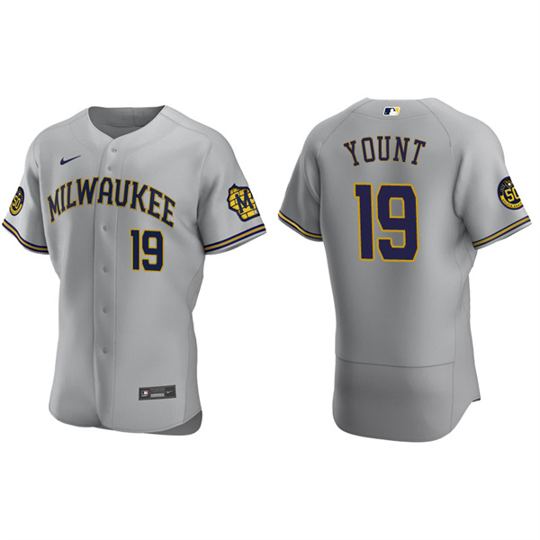 Men's Milwaukee Brewers Robin Yount Gray Authentic Road Jersey