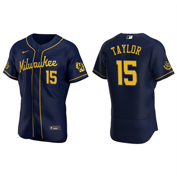 Men's Milwaukee Brewers Tyrone Taylor Navy Authentic Alternate Jersey