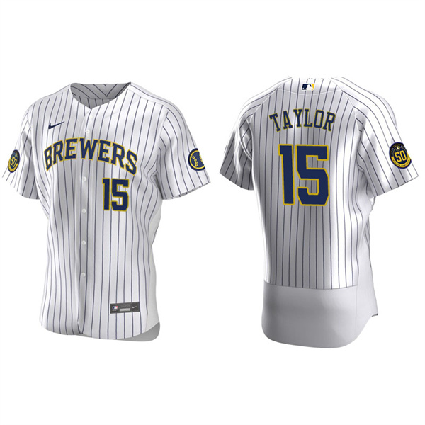 Men's Milwaukee Brewers Tyrone Taylor White Authentic Home Jersey