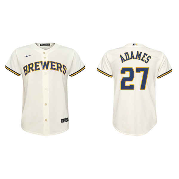 Youth Milwaukee Brewers Willy Adames Cream Replica Home Jersey