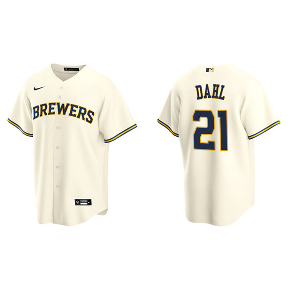 Men's Milwaukee Brewers David Dahl Cream Replica Home Jersey
