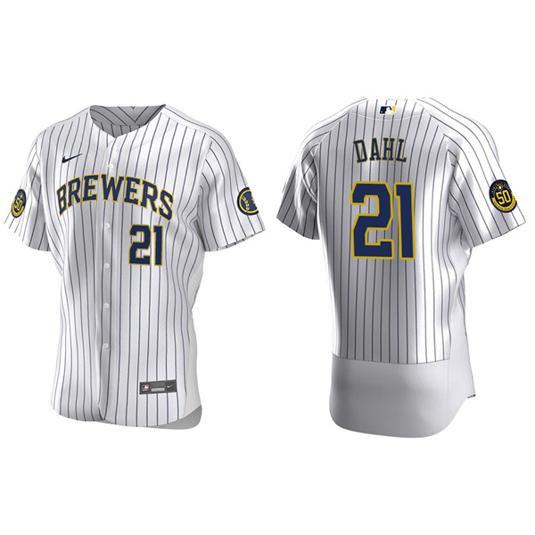 Men's Milwaukee Brewers David Dahl White Authentic Home Jersey