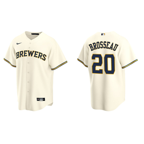 Men's Milwaukee Brewers Mike Brosseau Cream Replica Home Jersey
