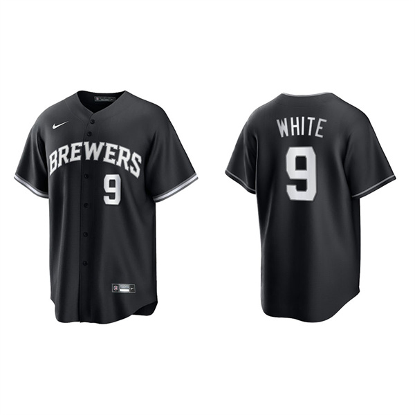 Men's Milwaukee Brewers Tyler White Black White Replica Official Jersey