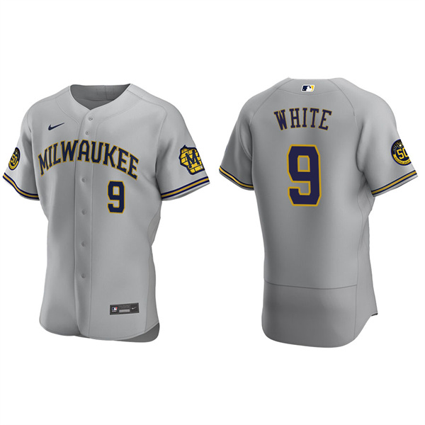 Men's Milwaukee Brewers Tyler White Gray Authentic Road Jersey