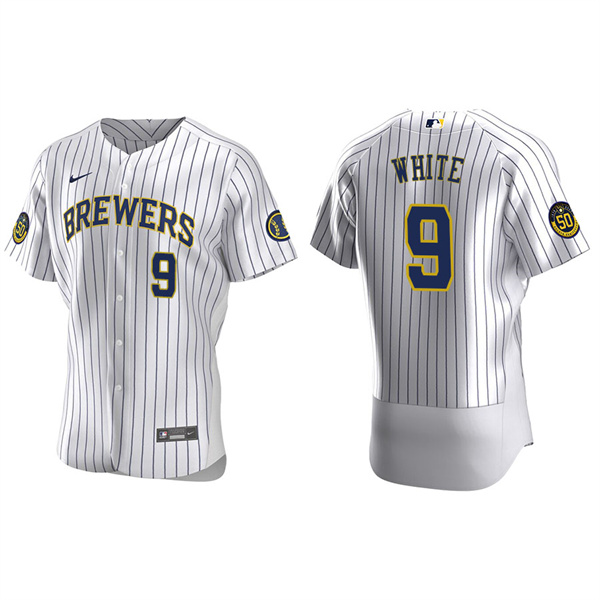 Men's Milwaukee Brewers Tyler White White Authentic Home Jersey