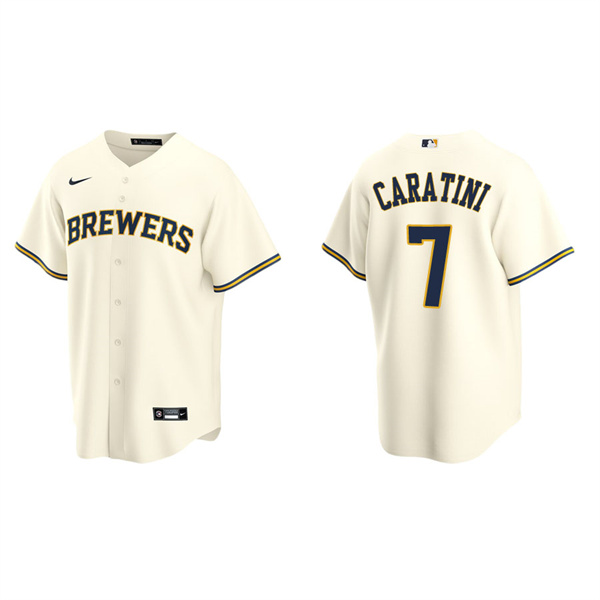 Men's Milwaukee Brewers Victor Caratini Cream Replica Home Jersey