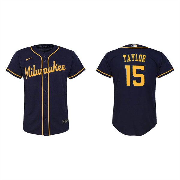 Youth Tyrone Taylor Milwaukee Brewers Navy Replica Jersey