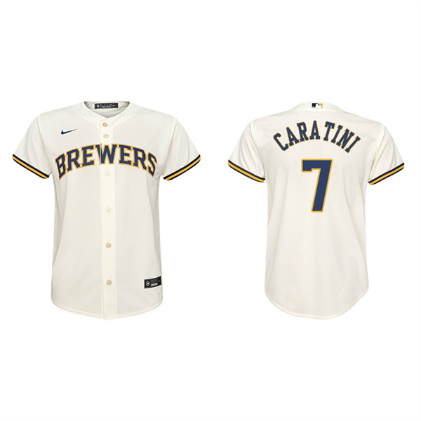Youth Milwaukee Brewers Victor Caratini Cream Replica Home Jersey