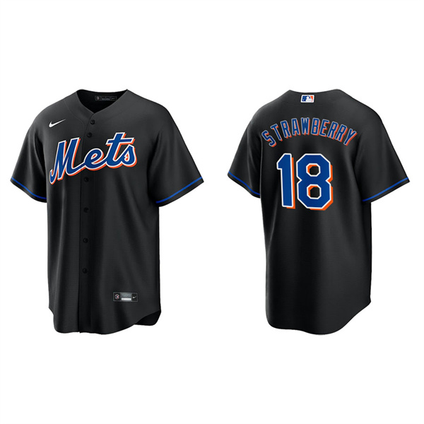 Men's Darryl Strawberry New York Mets Nike Black Alternate Replica Jersey