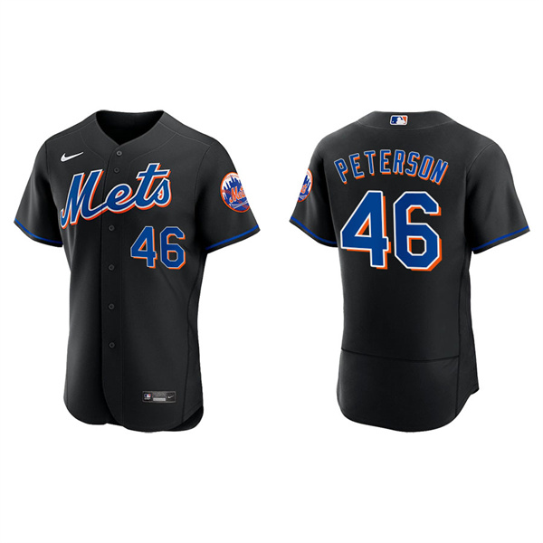 Men's David Peterson New York Mets Nike Black Alternate Authentic Jersey