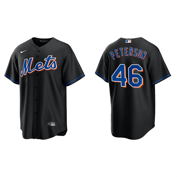 Men's David Peterson New York Mets Nike Black Alternate Replica Jersey