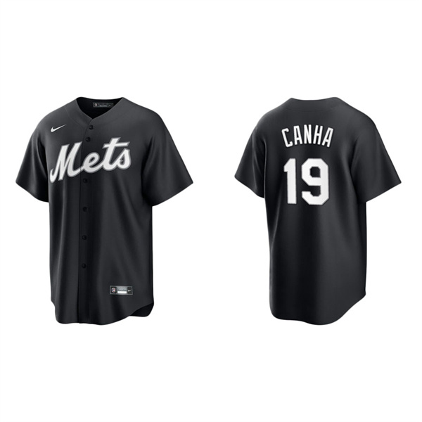 Men's Mark Canha New York Mets Black White Replica Official Jersey