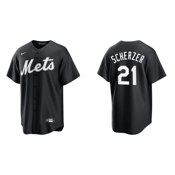 Men's Max Scherzer New York Mets Black White Replica Official Jersey