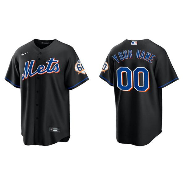 Men's Mets Custom Black 60th Anniversary Replica Jersey