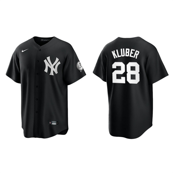 Men's Corey Kluber New York Yankees Nike Black White Official Replica Jersey